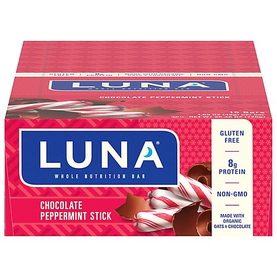 Luna Nutrition Bar Whole Chocolate Peppermint Stick - 15-1.69 Oz