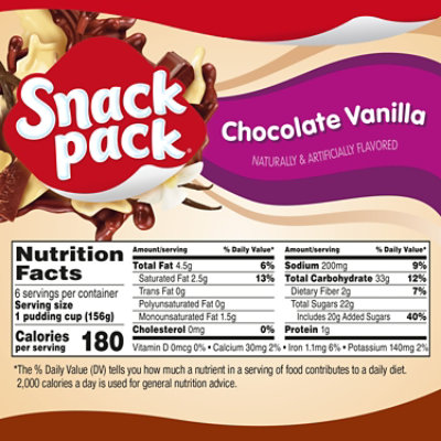 Snack Pack Super Creamy Chocolate Vanilla Pudding - 6-5.5 Oz - Image 2