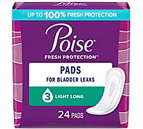 Poise Incontinence Long Pads Light Absorbency - 24 Count