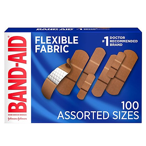 BAND-AID Brand Adhesive Bandages Flexible Fabric Assorted - 100 Count