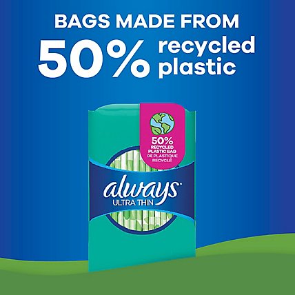Always Ultra Thin Pads Size 2 Long Absorbency Unscented Without Wings - 40 Count - Image 2