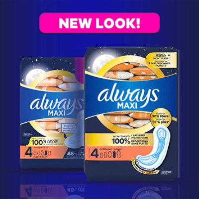 Always Size 4 Overnight Absorbency Unscented Maxi Pads without Wings - 28 Count - Image 7