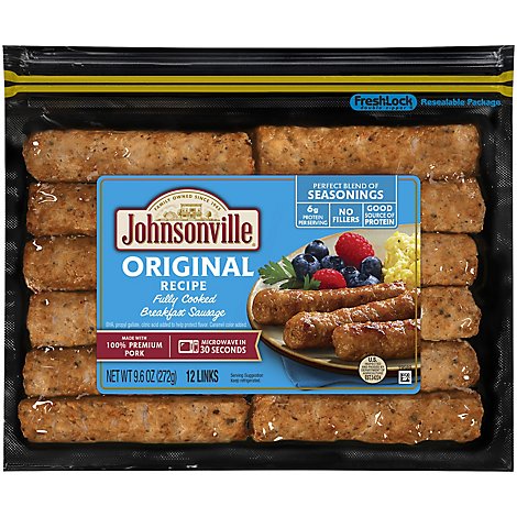 Johnsonville Breakfast Sausage Links Original Recipe Fully Cooked 12 Links - 9.6 Oz