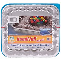 Handi-foil Fun Colors Caked Pans Square & Blue Lids 13 x 9 - 3 Count - Image 1