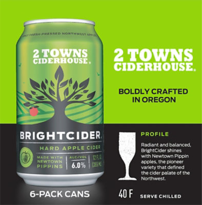 2 Towns Ciderhouse Bright Cider In Cans - 4-12 Fl. Oz. - Image 3