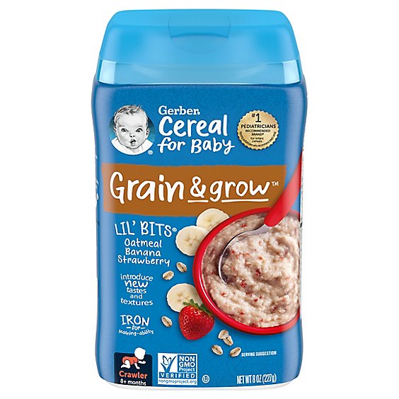 Gerber Lil Bits Cereal Oatmeal Banana Strawberry - 8 Oz