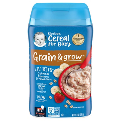 Gerber Lil Bits Cereal Oatmeal Banana Strawberry - 8 Oz