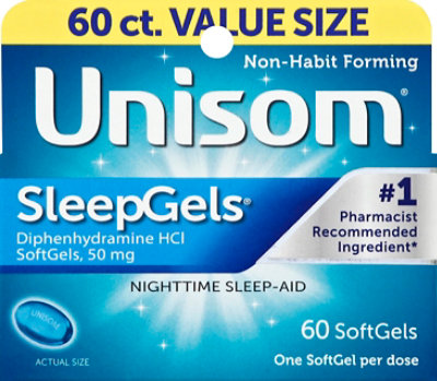 Unisom SleepGels Nighttime Sleep-Aid SoftGels - 60-50 mg - Image 2