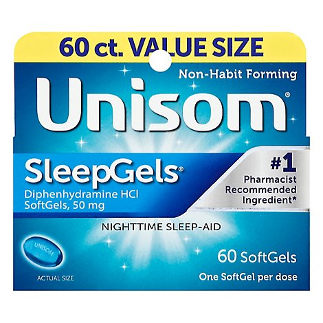 Unisom SleepGels Nighttime Sleep-Aid SoftGels - 60-50 mg - Tom Thumb