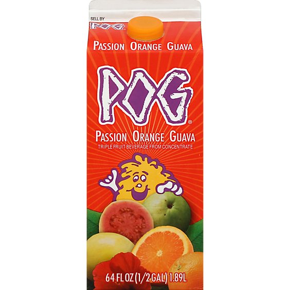 POG Passion Orange Guava Drink From Concentrate Paper Carton Gable Top - 0.5 Gallon