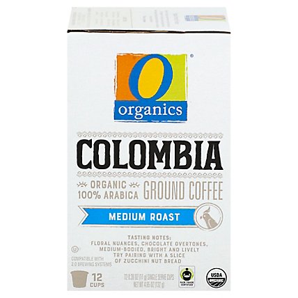 O Organics Coffee Organic Arabica Single Serve Cups Medium Roast Colombian - 12-0.38 Oz - Image 3