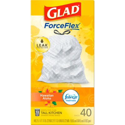 Glad Forceflex With Febreze Hawaiian Aloha Tall Kitchen Drawstring Trash Bag 13 Gallon - 40 Count - Image 1