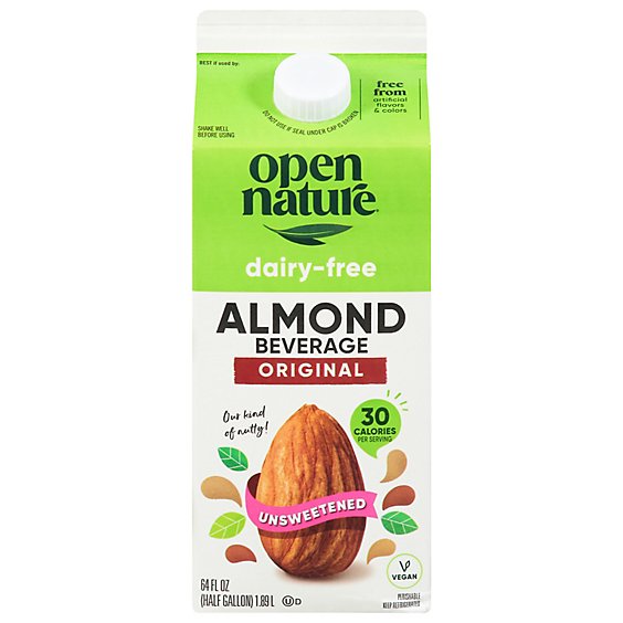 Open Nature Almond Milk Original Unsweetened Half Gallon - 64 Fl. Oz.
