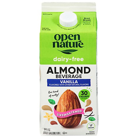 Open Nature AlmondMilk Vanilla Unsweetened Half Gallon - 64 Fl. Oz.