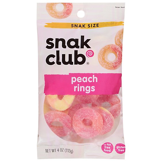 Snak Club Snack Size Peach Rings - 4 Oz