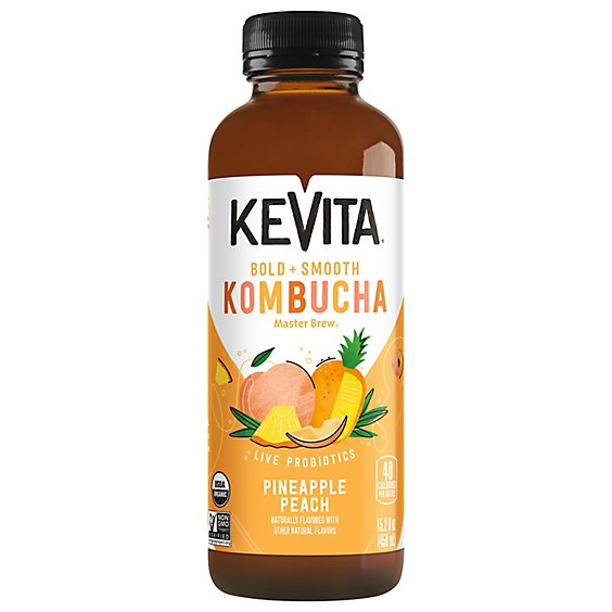 KeVita Master Brew Pineapple Peach Kombucha - 15.2 Fl. Oz