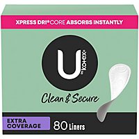 U by Kotex Security Lightdays Light Absorbency Extra Coverage Unscented Panty Liners - 80 Count - Image 1