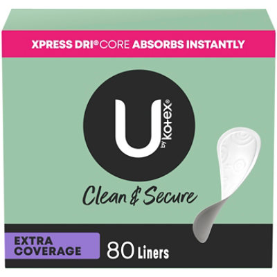 U by Kotex Clean & Secure Light Absorbency Extra Coverage Panty Liners - 80 Count - Image 1