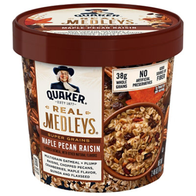 Real Medleys Oatmeal+ Super Grains Maple Pecan Raisin Flavored - 2.46 Oz