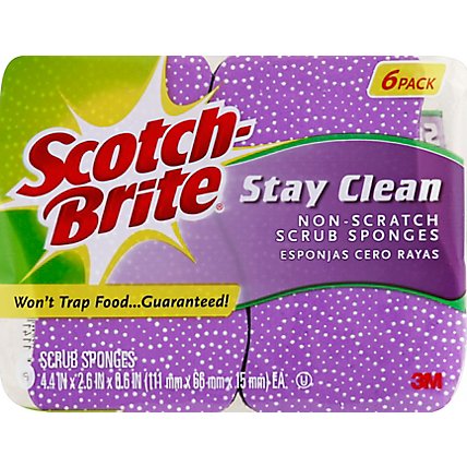 Scotch-Brite Sponges Scrub Non-Scratch Stay Clean Pack - 6 Count - Image 2