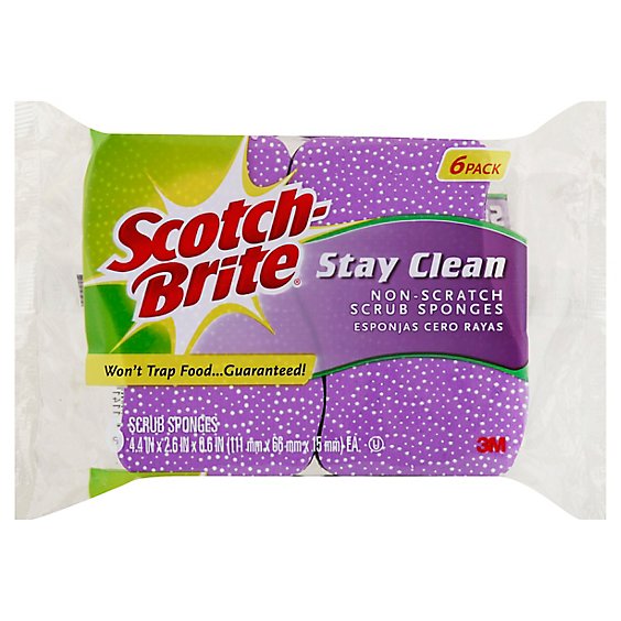 Scotch-Brite Sponges Scrub Non-Scratch Stay Clean Pack - 6 Count