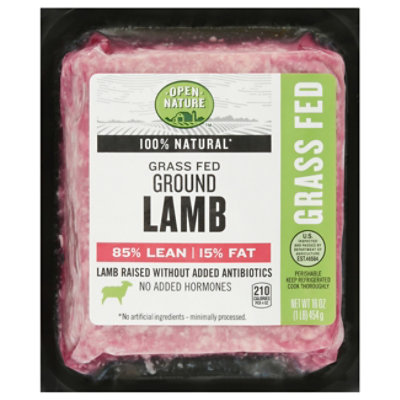 Open Nature 15% Fat 85% Lean Ground Grass Fed Lamb - 16 oz - Image 1