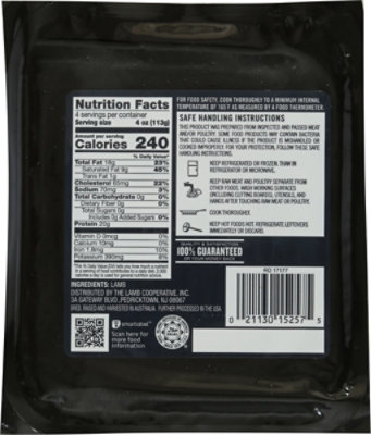 Open Nature 15% Fat 85% Lean Ground Grass Fed Lamb - 16 oz - Image 4