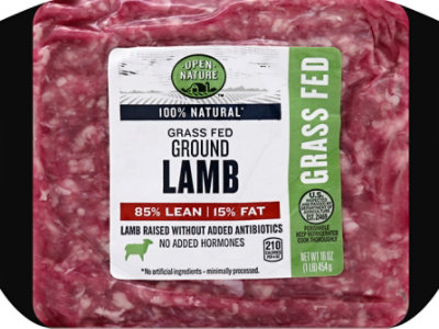 Open Nature 85% Lean 15% Fat Grass Fed Ground Lamb - 16 oz - Image 2