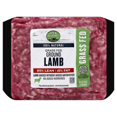 Open Nature 85% Lean 15% Fat Grass Fed Ground Lamb - 16 oz - Image 1