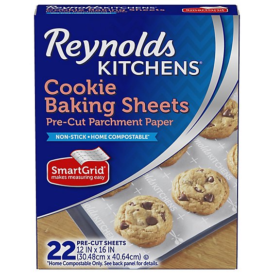Reynolds Kitchens Parchment Paper Cookie Baking Sheets Pre Cut With SmartGrid - 22 Count