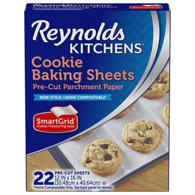 Reynolds Kitchens Parchment Paper Cookie Baking Sheets Pre Cut With SmartGrid - 22 Count