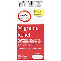 Signature Care Migraine Relief Acetaminophen Aspirin Pain Reliever Coated Caplet - 24 Count - Image 2