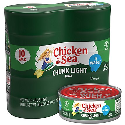 Chicken of the Sea Chunk Light Tuna in Water Chunk Style- 10-5 Oz - Image 2