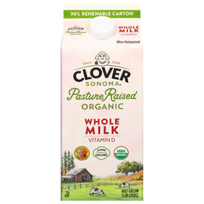 Clover Organic Whole Milk Ultra Pasteurized - Half Gallon - Image 1