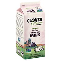Clover Organic Fat Free Milk Ultra Pasteurized - Half Gallon - Image 1