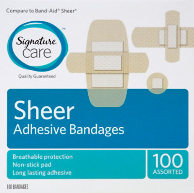 Signature Care Adhesive Bandages Sheer Assorted - 100 Count - Image 2