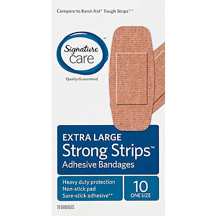 Signature Care Adhesive Bandages Strong Strips Extra Large One Size - 10 Count - Image 2