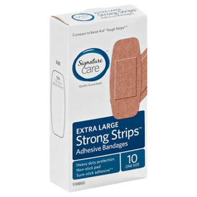 Signature Select/Care Adhesive Bandages Strong Strips Extra Large One Size - 10 Count - Image 1