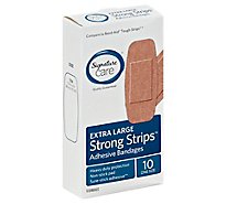 Signature Care Adhesive Bandages Strong Strips Extra Large One Size - 10 Count