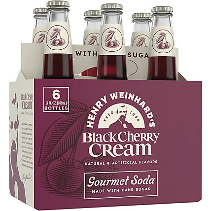 Henry Weinhard's Black Cherry Cream 0% ABV Bottles - 6-12 Fl. Oz. - Image 1