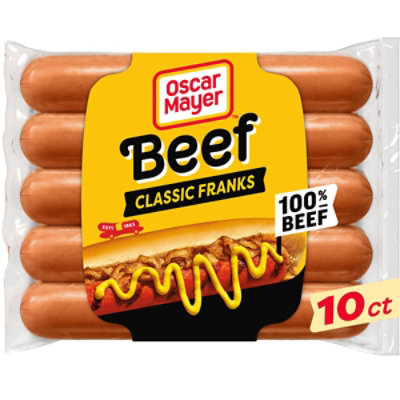 Oscar Mayer Classic Beef Uncured Franks Hot Dogs Pack - 10 Count - Image 1