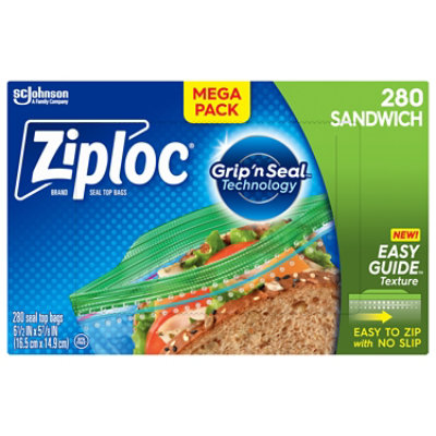 Ziploc Sandwich Bags with New Grip 'n Seal Technology, 280 Count