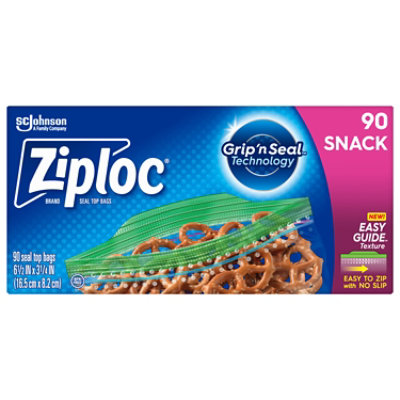 Ziploc Snack Bags for On the Go Freshness, Grip 'n Seal Technology for Easier Grip, Open, and Close, 90 Count, Pack of 3 (270 Total)