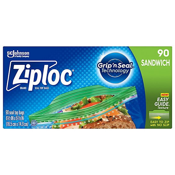 Ziploc Sandwich Bags With Grip N Seal Technology - 90 Count