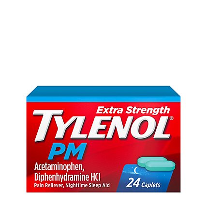 TYLENOL PM Pain Reliever/Nighttime Sleep Aid Caplets Extra Strength - 24 Count - Image 2
