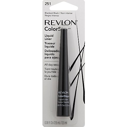 Revlon Eyeliner Liquid Colorstay Blackest Black 251 - .08 Fl. Oz. - Image 2