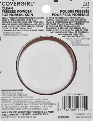 COVERGIRL Clean Pressed Powder Normal Skin Ivory 105 - 0.39 Oz - Image 5