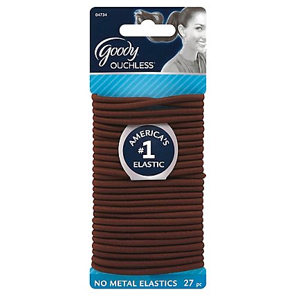 Goody Elastics Ouchless Thick 4mm Brown Brunette - 27 Count - Image 1