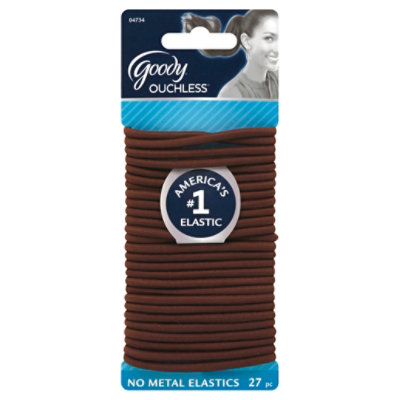 Goody Elastics Ouchless Thick 4mm Brown Brunette - 27 Count