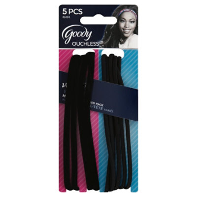 Goody Headbands Ouchless Slide Proof Velvet Black - 5 Count